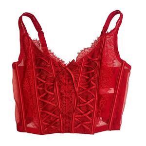 NWT Victoria's Secret 11177017 Women's Red Unlined Lace-Up Corset Top Size M-DD